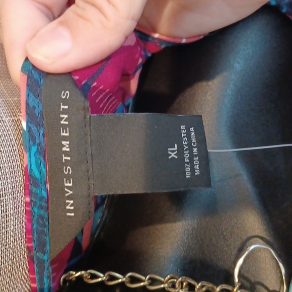 Investments Tropical Print Tunic XL, cut out sleeves with ties - Picture 5 of 6